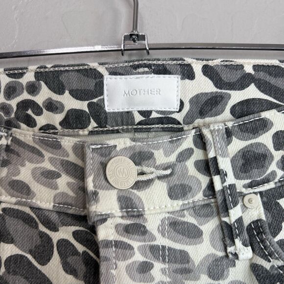 Mother Jeans Womens 25 Mid Rise Dazzler In Play Date Cheetah Cream Black - Picture 6 of 11